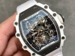 RM Factory Richard Mille RM21-02 Tourbillon 43mm White Ceramics Canvas Strap Arabic numerals Skeletonized Black Dial - Image 2