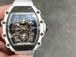 RM Factory Richard Mille RM21-02 Tourbillon 43mm White Ceramics Canvas Strap Arabic numerals Skeletonized Black Dial