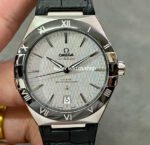 SBF Factory Omega Constellation Co-Axial Master Chronometer 131.33.41.21.06.001 41mm Steel Leather Strap Silver Dial