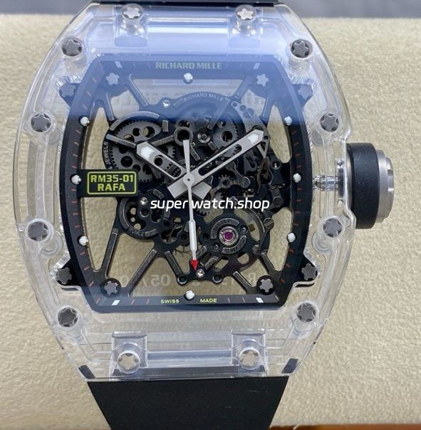 Sonic-Factory-Richard-Mille-Crystal-Clear-RM-035-01-43mm-Crystal-Black-Rubber-Strap-Skeletonized-Di-8.jpg Sonic Factory Richard Mille Crystal Clear RM 035-01 43mm Crystal Black Rubber Strap Skeletonized Dial - Image 1
