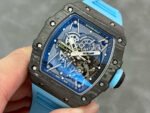 T+ Factory Richard Mille RM35-02 44.5mm Carbon Fiber Blue Rubber Strap Skeletonized Dial - Image 3