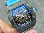 T+ Factory Richard Mille RM35-02 44.5mm Carbon Fiber Blue Rubber Strap Skeletonized Dial - Image 2