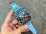 T+ Factory Richard Mille RM35-02 44.5mm Carbon Fiber Blue Rubber Strap Skeletonized Dial - Image 4