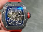 T+ Factory Richard Mille RM35-02 44.5mm Carbon Fiber Red Rubber Strap Skeletonized Dial