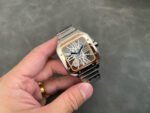 THB Factory Cartier Santos WHSA0012 39.8mm Full Steel Silver Roman Numerals Skeleton Dial - Image 4