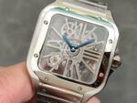 THB Factory Cartier Santos WHSA0015 39.8mm Full Steel Silver Roman Numerals Skeleton Dial - Image 3