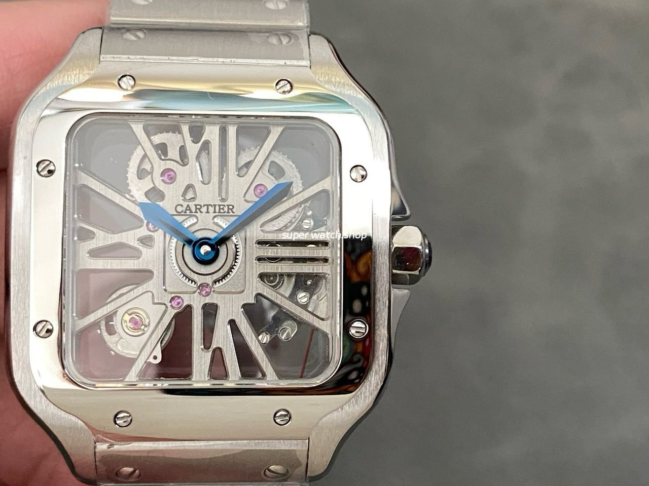 THB-Factory-Cartier-Santos-WHSA0015-39.8mm-Full-Steel-Silver-Roman-Numerals-Skeleton-Dial-4.jpg THB Factory Cartier Santos WHSA0015 39.8mm Full Steel Silver Roman Numerals Skeleton Dial - Image 1