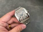 THB Factory Cartier Santos WHSA0015 39.8mm Full Steel Silver Roman Numerals Skeleton Dial - Image 4