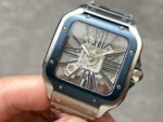 THB Factory Cartier Santos WHSA0026 39.8mm Full Steel Blue Roman Numerals Skeleton Dial - Image 3