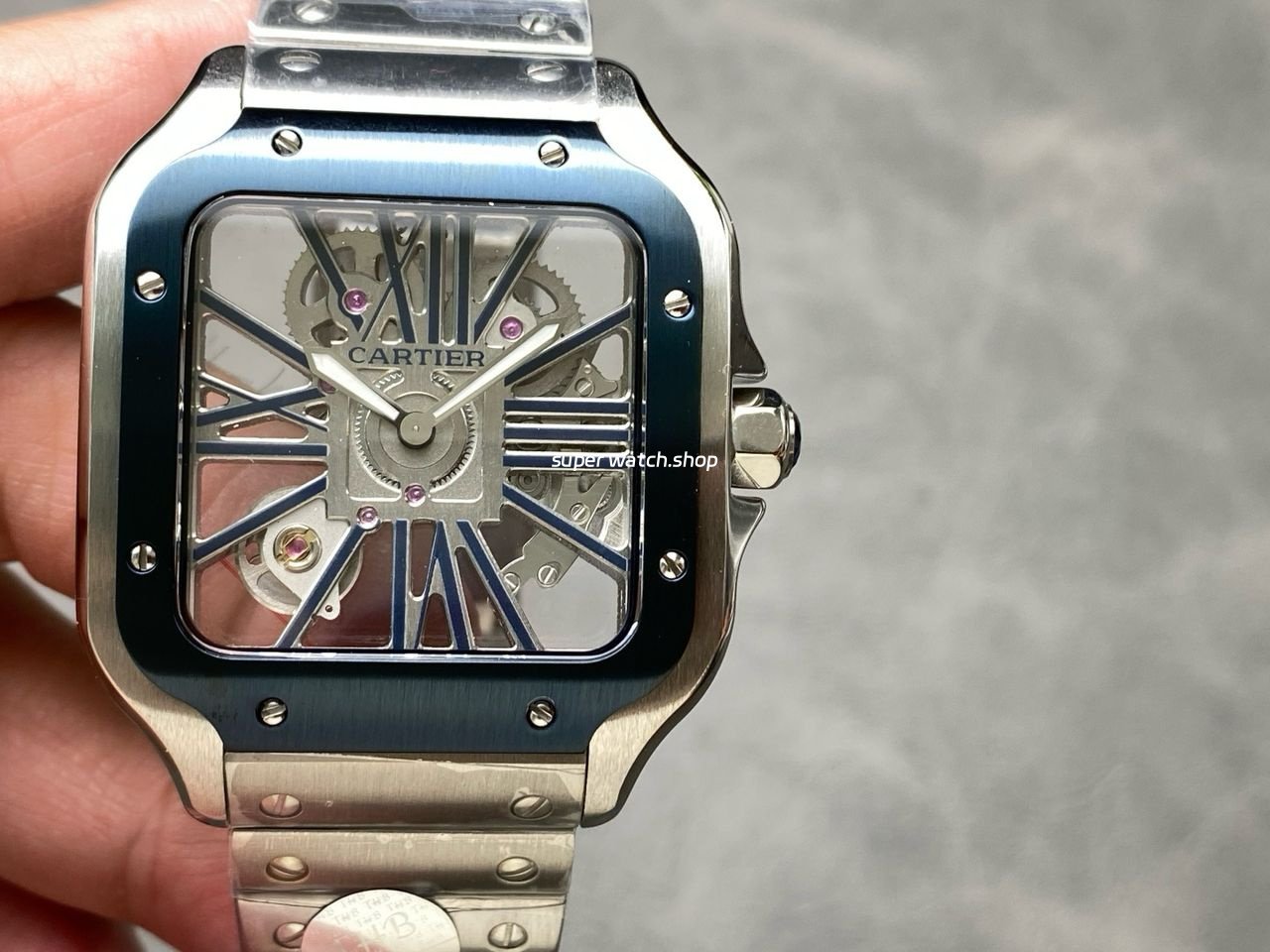 THB-Factory-Cartier-Santos-WHSA0026-39.8mm-Full-Steel-Blue-Roman-Numerals-Skeleton-Dial-2.jpg THB Factory Cartier Santos WHSA0026 39.8mm Full Steel Blue Roman Numerals Skeleton Dial - Image 1