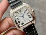 THB Factory Cartier Santos WSSA0018 39.8mm Steel Rubber Strap Roman Numerals Silver Dial - Image 2