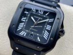 THB Factory Cartier Santos WSSA0039 39.8mm Steel Rubber Strap Roman Numerals Black Dial - Image 3