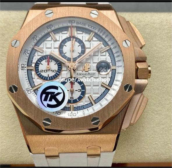 TK-Factory-Audemars-Piguet-Royal-Oak-Offshore-Chronograph-26408OROOA010-8.jpg TK Factory Audemars Piguet Royal Oak Offshore Chronograph 26408OR.OO.A010CA.01 44mm Rose Gold Rubber Strap White Dial - Image 1
