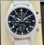 TPS Factory IWC Pilot Chronograph Top Gun IW389105 44.5mm Ceramic Leather Strap Arabic Numerals Black Dial