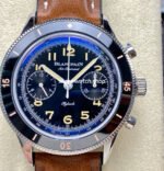 TW Factory Blancpain Air Command AC01-1130-63A 42.5mm Black Ceramic Steel Calfskin Vintage Leather Strap Black Dial