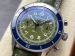 TW Factory Blancpain Air Command AC02-12B53-63B 42.5mm Blue Ceramic Steel Calfskin Vintage Leather Strap Avocado Green Dial - Image 3