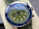 TW Factory Blancpain Air Command AC02-12B53-63B 42.5mm Blue Ceramic Steel Calfskin Vintage Leather Strap Avocado Green Dial - Image 2
