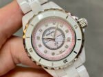 TW Factory Chanel Quartz J12 H5513 33mm Full White Ceramic Diamond Pink Dial - Image 2