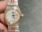 TW Factory Omega Constellation Quartz 123.20.27.60.55.001 27mm Roman Number Rose Gold Bezel Half Rose Gold/Steel, Diamond&Mother Of Pearl Dial