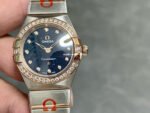 TW Factory Omega Constellation Quartz 131.25.25.60.53.002 27mm Roman Number Rose Gold Bezel Half Rose Gold Steel Diamond Gypsophila Blue Dial