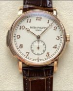 TW Factory Patek Philippe Calatrava 5022R-010 40mm Rose Gold Calfskin Strap Arabic Numerals White Dial