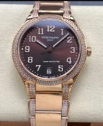 TW Factory Patek Philippe Twenty~4 7300/1200R-001 Rose Gold Diamond Bezel Brown Dial