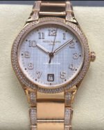 TW Factory Patek Philippe Twenty~4 7300/1201R-001 Rose Gold Diamond Bezel White Dial
