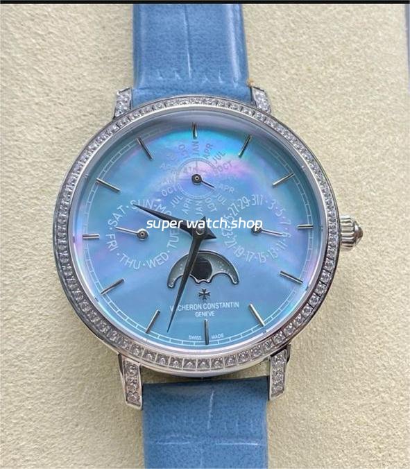 TW-Factory-Vacheron-Constantin-Traditionnelle-Perpetual-C.jpg TW Factory Vacheron Constantin Traditionnelle Perpetual Calendar Ultra-Thin 4305T/000G-B948 Steel Blue Leather Strap Mother Of Pearl Dial - Image 1