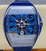 T+plus Factory Franck Muller V45 Yacht Limited Edition 45mm Blue Ceramic Rubber Strap Blue Arabic Numerals Blue Dial