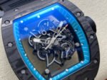 UOK Factory Richard Mille RM055 42.7mm Carbon Fiber Black Rubber Strap Blue Edge Skeletonized Dial - Image 2