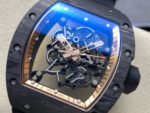 UOK Factory Richard Mille RM055 42.7mm Carbon Fiber Black Rubber Strap Rose Gold Edge Skeletonized Dial - Image 3