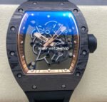 UOK Factory Richard Mille RM055 42.7mm Carbon Fiber Black Rubber Strap Rose Gold Edge Skeletonized Dial