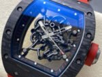 UOK Factory Richard Mille RM055 42.7mm Carbon Fiber Titanium Red Rubber Strap Black Edge Skeletonized Dial - Image 3