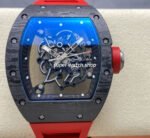 UOK Factory Richard Mille RM055 42.7mm Carbon Fiber Titanium Red Rubber Strap Black Edge Skeletonized Dial