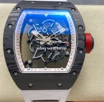 UOK Factory Richard Mille RM055 42.7mm Carbon Fiber White Rubber Strap White Edge Skeletonized Dial