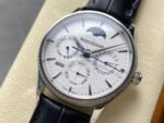 V9 Factory Jaeger-LeCoultre Master Ultra Thin Perpetual 1303501 White Gold Diamond Bezel Silver Dial - Image 3