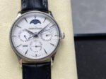 V9 Factory Jaeger-LeCoultre Master Ultra Thin Perpetual 1303501 White Gold Diamond Bezel Silver Dial