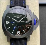 VS Factory Panerai Luminor Base GMT PAM 01176 44mm Black Ceramic Black Canvas Strap Black Dial