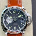 VS Factory Panerai Luminor GMT PAM 00088 44mm Steel Leather Strap Black Dial