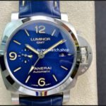 VS Factory Panerai Luminor Gmt Pam01033 44mm Steel Leather Strap Blue Dial