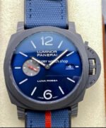 VS Factory Panerai Luminor Luna Rossa PAM01529 44mm Carbon Fiber Rubber Strap Blue Dial