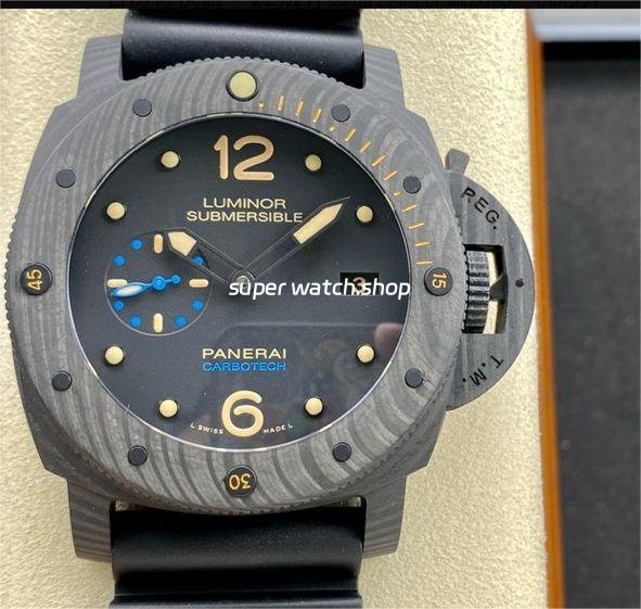 VS-Factory-Panerai-Luminor-Submersible-1950-3-Days-PAM-00616-47mm-Blac-7.jpg VS Factory Panerai Luminor Submersible 1950 3 Days PAM 00616 47mm Black Carbon Fiber Black Rubber Strap Black Dial - Image 1