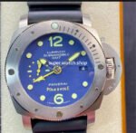 VS Factory Panerai Luminor Submersible GMT PAM 00719 47mm Titanium Black Rubber Strap Blue Dial