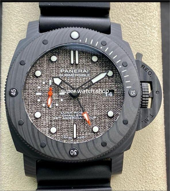 VS-Factory-Panerai-Luminor-Submersible-Luna-Rossa-GMT-PAM-01039-47mm-Carbon-Fiber-4.jpg VS Factory Panerai Luminor Submersible Luna Rossa GMT PAM 01039 47mm Carbon Fiber Rubber Strap Grey Dial - Image 1