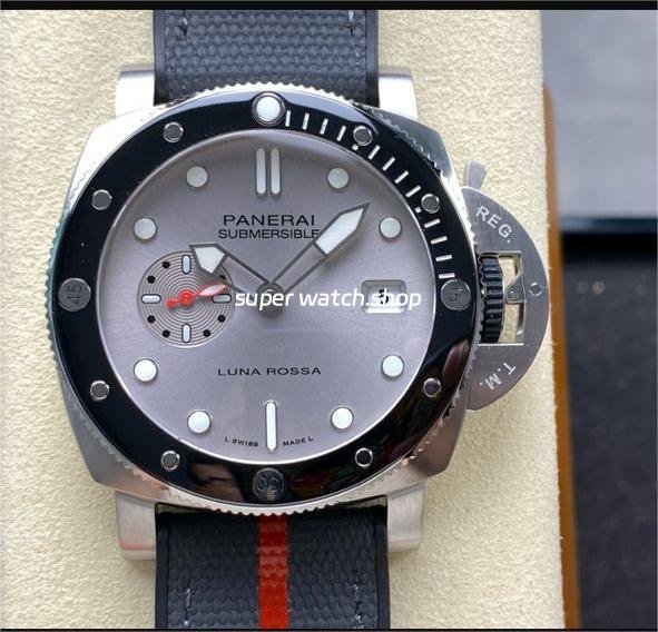 VS-Factory-Panerai-PAM01681-Submersible-QuarantaQuattr.jpg VS Factory Panerai PAM01681 Submersible QuarantaQuattro Luna Rossa 37th America's Cup 44mm Steel Canvas and Rubber Strap Silver Dial - Image 1