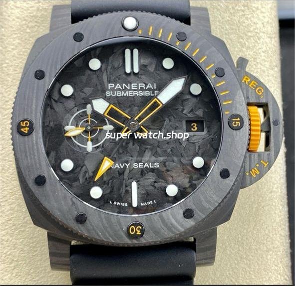 VS-Factory-Panerai-Submersible-GMT-Pam-01324-44mm-Black-Carbon-Fiber-Black-Rubber-Strap-3.jpg VS Factory Panerai Submersible GMT Pam 01324 44mm Black Carbon Fiber Black Rubber Strap Grey Dial - Image 1