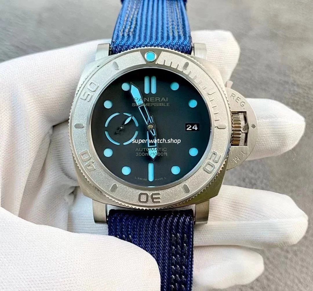 VS-Factory-Panerai-Submersible-PAM00985-47mm-Titanium-Canvas-Strap-Black-Dial-5.jpg VS Factory Panerai Submersible PAM00985 47mm Titanium Canvas Strap Black Dial - Image 1