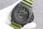 VS Factory Panerai Submersible Pam 00961 42mm Black Carbon Fiber Marina Green Rubber Strap Black Dial - Image 3