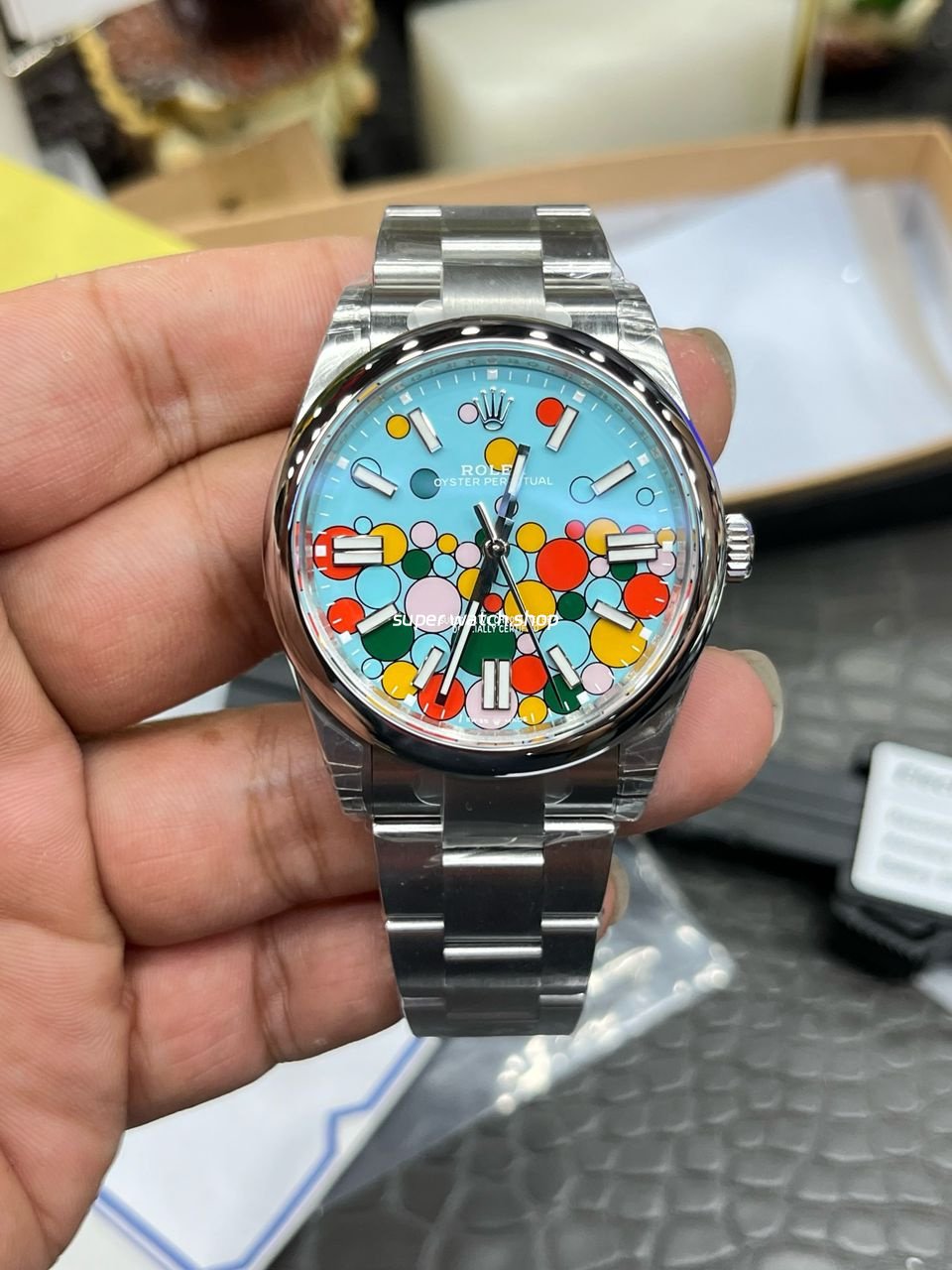 VS-Factory-Rolex-Oyster-Perpetual-4.jpeg VS Factory Rolex Oyster Perpetual 126000-0009 36mm Bubbles Fringed Blue Dial - Image 1