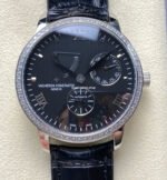 KM Factory Vacheron Constantin Patrimony 47200/000G-9019 White Gold Diamond Bezel Black Dial
